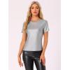 imageAllegra K Womens Halloween Shiny Glitter Shirt Holographic Party Disco Rainbow Metallic TopLight Grey