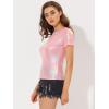 imageAllegra K Womens Halloween Shiny Glitter Shirt Holographic Party Disco Rainbow Metallic TopLight Pink