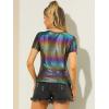 imageAllegra K Womens Halloween Shiny Glitter Shirt Holographic Party Disco Rainbow Metallic TopMulticolor