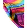 imageAllegra K Womens Halloween Shiny Glitter Shirt Holographic Party Disco Rainbow Metallic TopRainbow Color