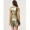 imageAllegra K Womens Metallic Sleeveless High Waist Club Party Disco Holographic DressBlack Gold