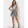 imageAllegra K Womens Metallic Sleeveless High Waist Club Party Disco Holographic DressBlack Silver