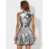 imageAllegra K Womens Metallic Sleeveless High Waist Club Party Disco Holographic DressBlack Silver