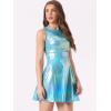 imageAllegra K Womens Metallic Sleeveless High Waist Club Party Disco Holographic DressBlue