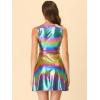 imageAllegra K Womens Metallic Sleeveless High Waist Club Party Disco Holographic DressBlue Purple