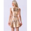 imageAllegra K Womens Metallic Sleeveless High Waist Club Party Disco Holographic DressChampagne Gold