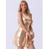 imageAllegra K Womens Metallic Sleeveless High Waist Club Party Disco Holographic DressChampagne Gold