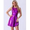 imageAllegra K Womens Metallic Sleeveless High Waist Club Party Disco Holographic DressDark Purple