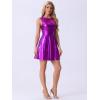 imageAllegra K Womens Metallic Sleeveless High Waist Club Party Disco Holographic DressDark Purple