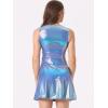 imageAllegra K Womens Metallic Sleeveless High Waist Club Party Disco Holographic DressHolographic Blue