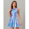 imageAllegra K Womens Metallic Sleeveless High Waist Club Party Disco Holographic DressHolographic Blue