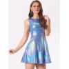 imageAllegra K Womens Metallic Sleeveless High Waist Club Party Disco Holographic DressHolographic Blue