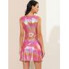 imageAllegra K Womens Metallic Sleeveless High Waist Club Party Disco Holographic DressHot Pink