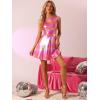 imageAllegra K Womens Metallic Sleeveless High Waist Club Party Disco Holographic DressHot Pink