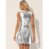 imageAllegra K Womens Metallic Sleeveless High Waist Club Party Disco Holographic DressShiny Silver