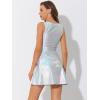 imageAllegra K Womens Metallic Sleeveless High Waist Club Party Disco Holographic DressSilver