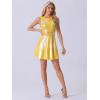 imageAllegra K Womens Metallic Sleeveless High Waist Club Party Disco Holographic DressYellow