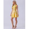 imageAllegra K Womens Metallic Sleeveless High Waist Club Party Disco Holographic DressYellow