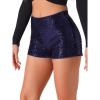 imageAllegra K Sequin Shorts for Womens Midrise Solid Zipper Elastic Waist Sparkle Cocktail Night Out ShortsDark Blue