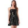 imageAllegra K Womens Glitter Sequin Dress Sexy Spaghetti Strap Sleeveless Mini Party Dress ClubwearBlacks