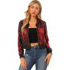 imageAllegra K Womens Halloween Sequin Jacket 2024 Fall Party Shiny Glitter Sparkly Bomber JacketsRed