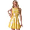 imageAllegra K Womens Metallic Sleeveless High Waist Club Party Disco Holographic DressYellow