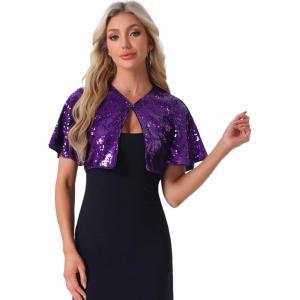 imageAllegra K Sequin Bolero for Womens Party Sparkly Crop Christmas Glitter ShrugPurple