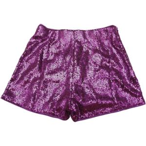 imageAllegra K Sequin Shorts for Womens Midrise Solid Zipper Elastic Waist Sparkle Cocktail Night Out ShortsPurple1