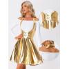 imageAllegra K Metallic Skirts for Womens Holographic Party Shimmering High Waist Gothic Suspender SkirtGold