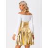 imageAllegra K Metallic Skirts for Womens Holographic Party Shimmering High Waist Gothic Suspender SkirtGold