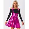 imageAllegra K Metallic Skirts for Womens Holographic Party Shimmering High Waist Gothic Suspender SkirtHot Pink