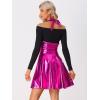 imageAllegra K Metallic Skirts for Womens Holographic Party Shimmering High Waist Gothic Suspender SkirtHot Pink