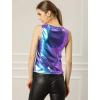 imageAllegra K Womens Christmas Shiny Party Club Cami Sparkly Metallic Tank TopBlue Purple