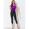 imageAllegra K Womens Christmas Shiny Party Club Cami Sparkly Metallic Tank TopDark Purple
