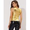 imageAllegra K Womens Christmas Shiny Party Club Cami Sparkly Metallic Tank TopGold Tone