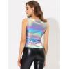 imageAllegra K Womens Christmas Shiny Party Club Cami Sparkly Metallic Tank TopMulticolor Blue