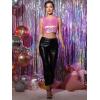 imageAllegra K Womens Christmas Shiny Party Club Cami Sparkly Metallic Tank TopMulticolor Pink