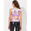 imageAllegra K Womens Christmas Shiny Party Club Cami Sparkly Metallic Tank TopMulticolor Pink