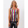 imageAllegra K Womens Christmas Shiny Party Club Cami Sparkly Metallic Tank TopRainbow