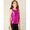 imageAllegra K Womens Christmas Shiny Party Club Cami Sparkly Metallic Tank TopRose Red