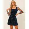 imageAllegra K Womens Halloween Mesh Sheer Sleeve Sparkly Party Glitter Star Metallic Velvet DressDeep Blue