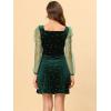 imageAllegra K Womens Halloween Mesh Sheer Sleeve Sparkly Party Glitter Star Metallic Velvet DressGreen