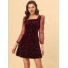 imageAllegra K Womens Halloween Mesh Sheer Sleeve Sparkly Party Glitter Star Metallic Velvet DressRed