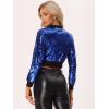 imageAllegra K Womens Halloween Sparkly Jackets 2024 Party Crop Sequin Bomber JacketBlue