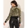 imageAllegra K Womens Halloween Sparkly Jackets 2024 Party Crop Sequin Bomber JacketGold