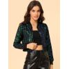 imageAllegra K Womens Halloween Sparkly Jackets 2024 Party Crop Sequin Bomber JacketGreen
