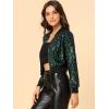 imageAllegra K Womens Halloween Sparkly Jackets 2024 Party Crop Sequin Bomber JacketGreen