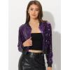 imageAllegra K Womens Halloween Sparkly Jackets 2024 Party Crop Sequin Bomber JacketPurple
