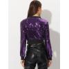 imageAllegra K Womens Halloween Sparkly Jackets 2024 Party Crop Sequin Bomber JacketPurple