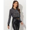 imageAllegra K Womens Halloween Sparkly Jackets 2024 Party Crop Sequin Bomber JacketRainbow